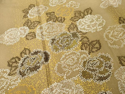 平和屋着物●訪問着　作家物　刺繍　薔薇　金糸　金彩　正絹　逸品　AABI5289ck