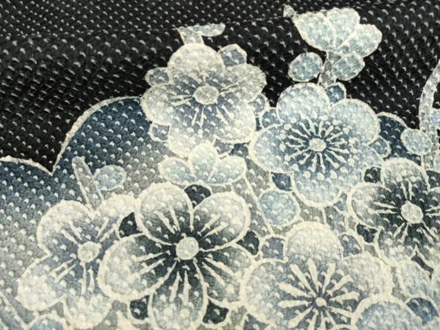 平和屋着物●名門　藤娘きぬたや・総絞り　訪問着　吉祥花文　黒地　正絹　逸品　AABI5290ck