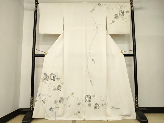 平和屋着物●訪問着　刺繍　兎　金糸　金彩　正絹　逸品　AABI5292ck