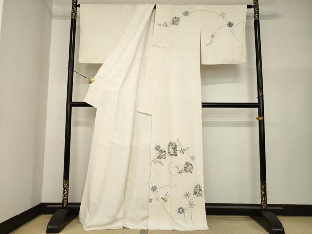 平和屋着物●訪問着　刺繍　兎　金糸　金彩　正絹　逸品　AABI5292ck