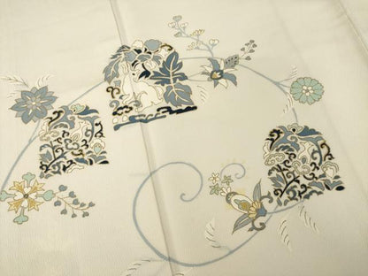 平和屋着物●訪問着　刺繍　兎　金糸　金彩　正絹　逸品　AABI5292ck
