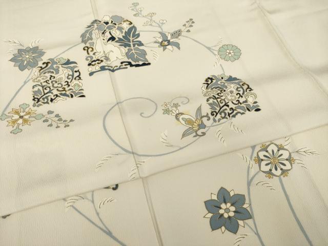 平和屋着物●訪問着　刺繍　兎　金糸　金彩　正絹　逸品　AABI5292ck