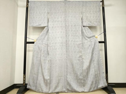 平和屋着物●名門　藤娘きぬたや・杢目絞り　小紋　正絹　逸品　AABI5293ck