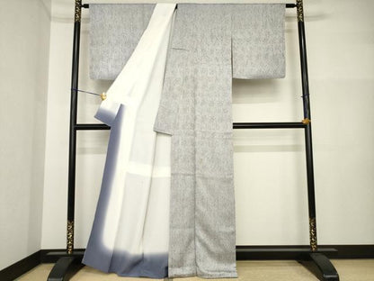 平和屋着物●名門　藤娘きぬたや・杢目絞り　小紋　正絹　逸品　AABI5293ck