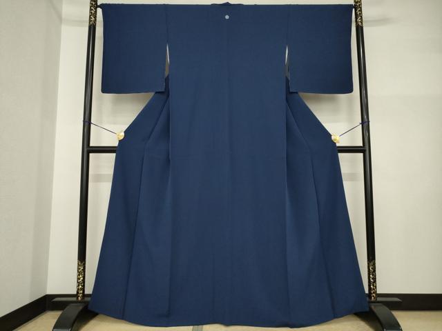 平和屋着物●上質な色無地　青褐色　正絹　逸品　AABI5298ck