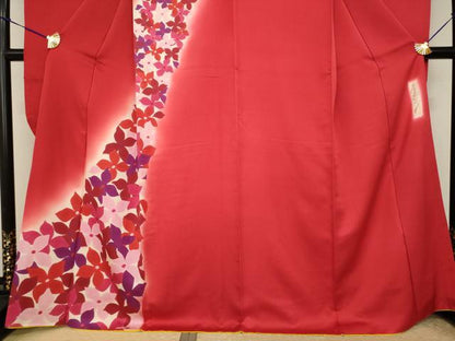平和屋着物●染色作家　斉藤三才　振袖・袋帯セット　花尽くし　暈し染め　正絹　逸品　AABI5300ck
