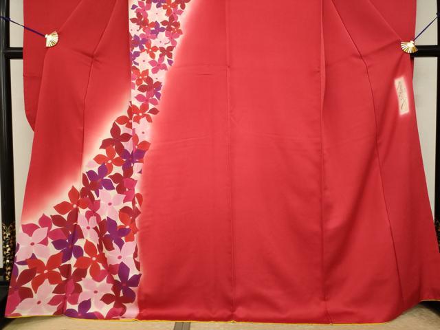 平和屋着物●染色作家　斉藤三才　振袖・袋帯セット　花尽くし　暈し染め　正絹　逸品　AABI5300ck