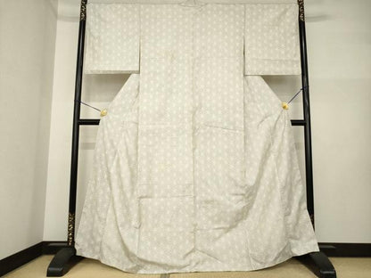 平和屋着物●本場大島紬　白大島　カタス7マルキ　麻の葉文様　正絹　逸品　AABI5301ck