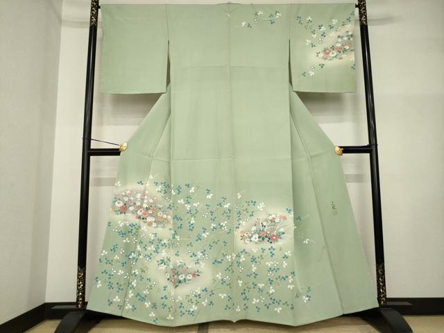 平和屋着物●京友禅の人間国宝　上野為二　訪問着　草花文　暈し染め　正絹　逸品　未使用　AABI5304ck