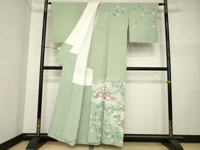 平和屋着物●京友禅の人間国宝　上野為二　訪問着　草花文　暈し染め　正絹　逸品　未使用　AABI5304ck
