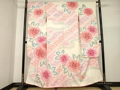 平和屋着物●豪華振袖　総絞り　青海波花文　正絹　逸品　AABI5308ck