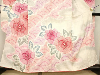 平和屋着物●豪華振袖　総絞り　青海波花文　正絹　逸品　AABI5308ck