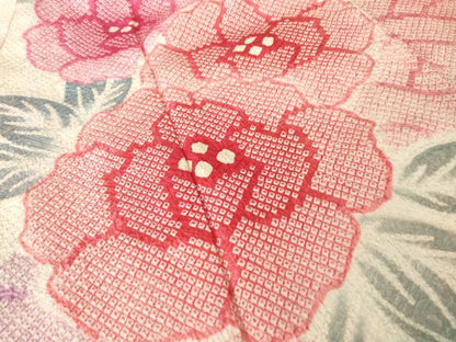 平和屋着物●豪華振袖　総絞り　青海波花文　正絹　逸品　AABI5308ck
