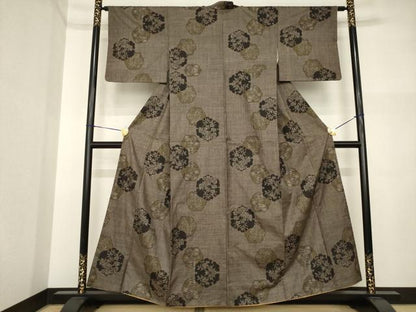 平和屋着物●本場大島紬　一元7マルキ　雪輪花文　正絹　逸品　AABI5309ck