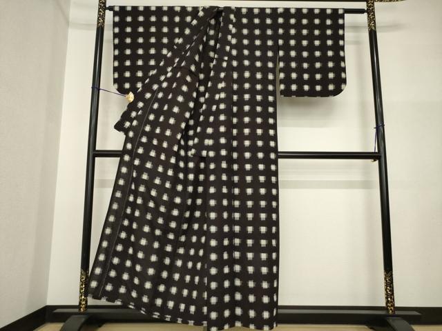 平和屋着物●久留米絣　単衣　十字絣　綿　逸品　AABI5310ck