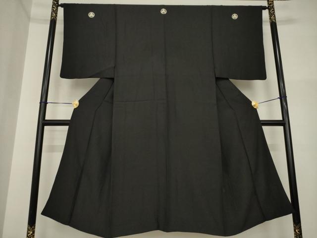 平和屋着物●男性　黒紋付　正絹　逸品　AABI5319ck
