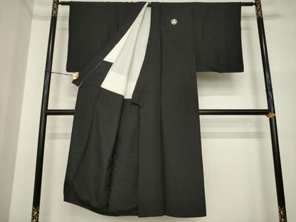 平和屋着物●男性　黒紋付　正絹　逸品　AABI5319ck