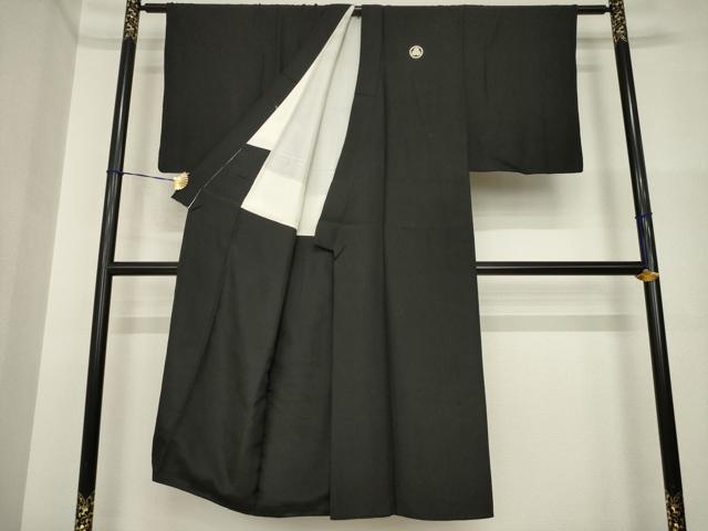 平和屋着物●男性　黒紋付　正絹　逸品　AABI5319ck