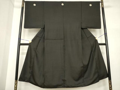 平和屋着物●男性　黒紋付　正絹　逸品　AABI5320ck