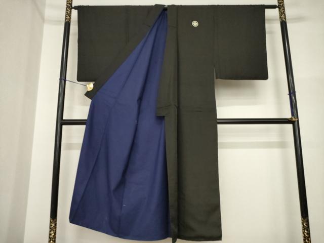 平和屋着物●男性　黒紋付　正絹　逸品　AABI5320ck