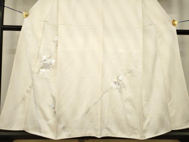 平和屋着物●訪問着　刺繍　笹竹草花文　銀彩　正絹　逸品　AABI5321ck