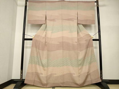 平和屋着物●寺山存男　江戸小紋　訪問着　切嵌文　正絹　逸品　AABI5323ck