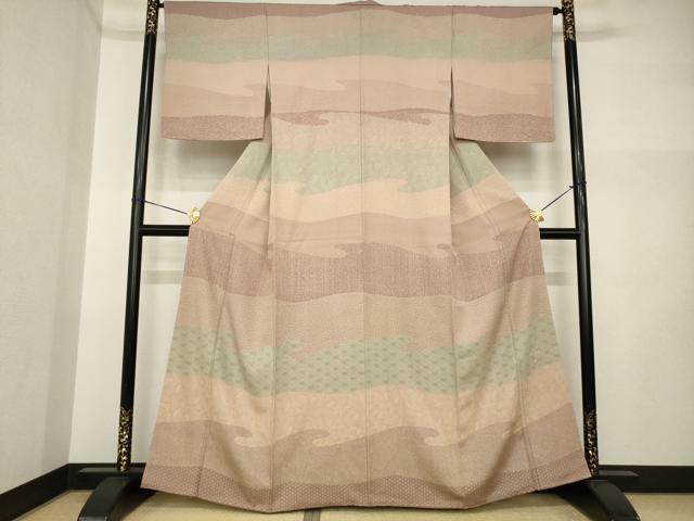 平和屋着物●寺山存男　江戸小紋　訪問着　切嵌文　正絹　逸品　AABI5323ck