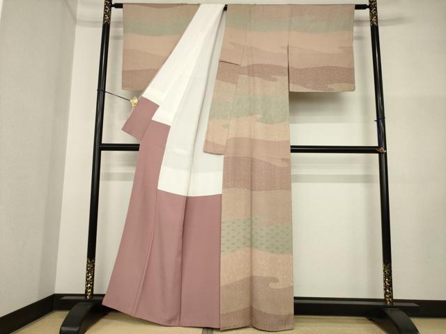 平和屋着物●寺山存男　江戸小紋　訪問着　切嵌文　正絹　逸品　AABI5323ck