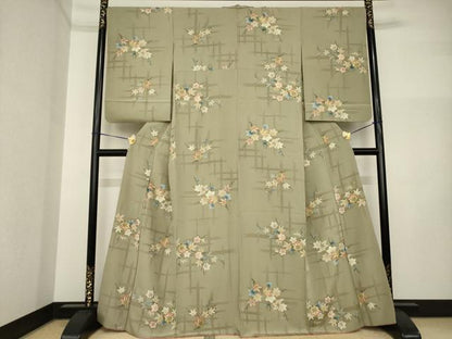 平和屋着物●上質な小紋　楓　金彩　正絹　逸品　AABI5324ck