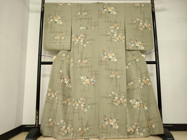 平和屋着物●上質な小紋　楓　金彩　正絹　逸品　AABI5324ck