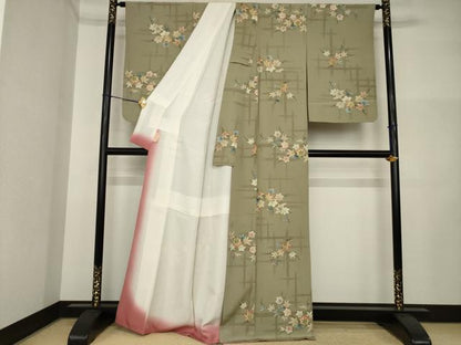 平和屋着物●上質な小紋　楓　金彩　正絹　逸品　AABI5324ck