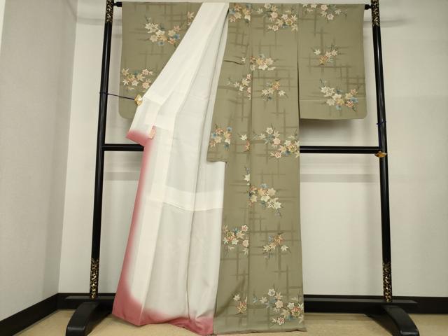 平和屋着物●上質な小紋　楓　金彩　正絹　逸品　AABI5324ck