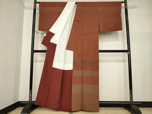 平和屋着物●山下晴三 京友禅競技大会受賞　江戸小紋　訪問着　横段文　正絹　逸品　AABI5325ck