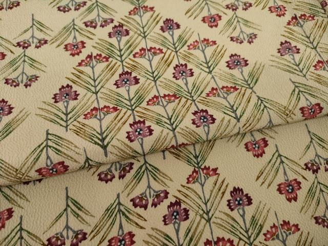 平和屋着物●上質な小紋　型染め　草花文　正絹　逸品　AABI5326ck