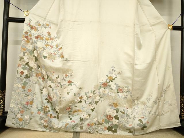 平和屋着物●訪問着　中国三大刺繍　汕頭刺繍　スワトウ刺繍　相良刺繍　枝花文　金彩　正絹　逸品　AABI5329ck