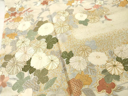 平和屋着物●訪問着　中国三大刺繍　汕頭刺繍　スワトウ刺繍　相良刺繍　枝花文　金彩　正絹　逸品　AABI5329ck