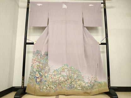 平和屋着物●本加賀友禅作家　北市秀樹　色留袖　偕楽園　正絹　逸品　AABI5330ck