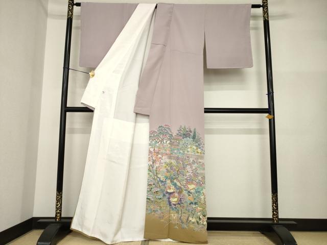 平和屋着物●本加賀友禅作家　北市秀樹　色留袖　偕楽園　正絹　逸品　AABI5330ck
