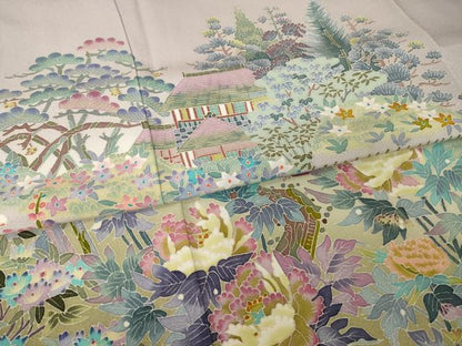 平和屋着物●本加賀友禅作家　北市秀樹　色留袖　偕楽園　正絹　逸品　AABI5330ck