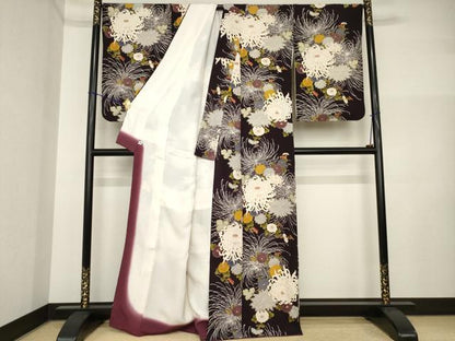 平和屋着物●上質な小紋　乱菊　金彩　正絹　逸品　AABI5331ck