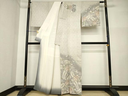 平和屋着物●訪問着　総絞り　流水花文　三越扱い　正絹　逸品　AABI5334ck