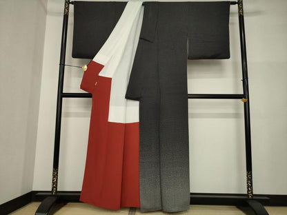 平和屋着物●訪問着　水玉文　黒地　ますいわ屋扱い　正絹　逸品　AABI5335ck