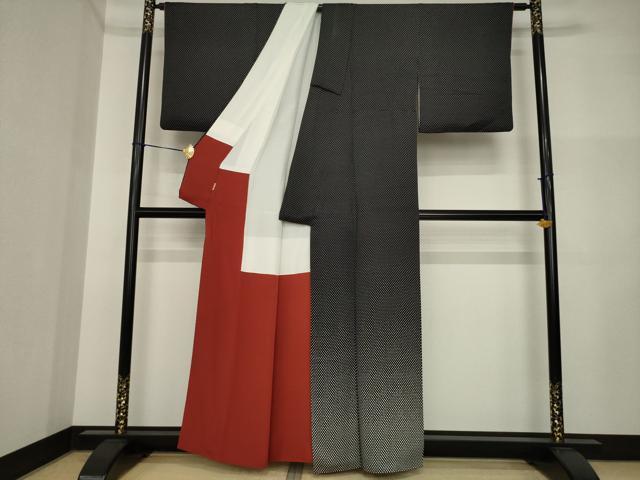 平和屋着物●訪問着　水玉文　黒地　ますいわ屋扱い　正絹　逸品　AABI5335ck