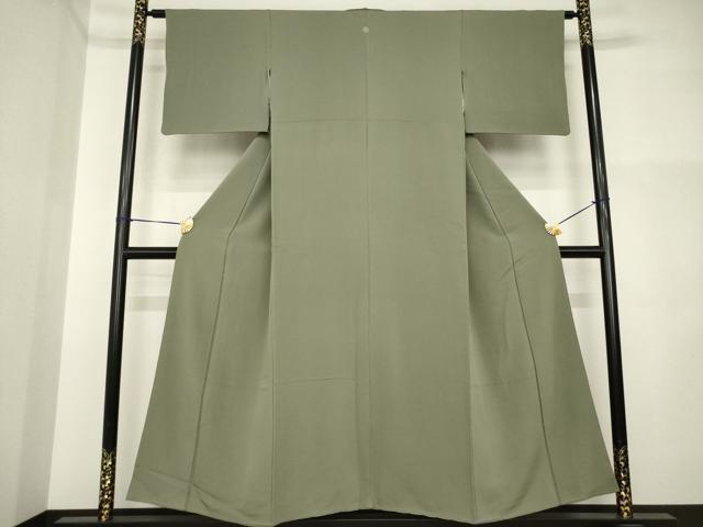 平和屋着物●上質な色無地　藍媚茶色　正絹　逸品　AABI5336ck