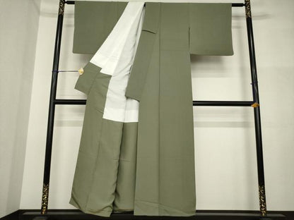 平和屋着物●上質な色無地　藍媚茶色　正絹　逸品　AABI5336ck