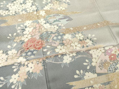 平和屋着物●訪問着　地紙吉祥花文　金彩　正絹　逸品　AABI5337ck