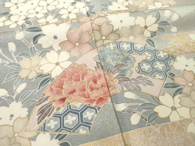 平和屋着物●訪問着　地紙吉祥花文　金彩　正絹　逸品　AABI5337ck