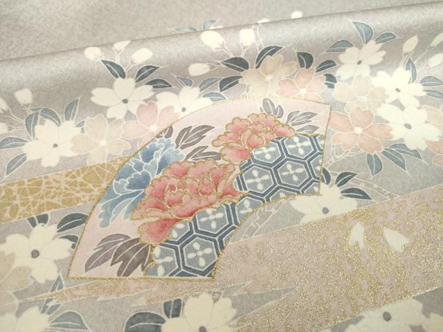 平和屋着物●訪問着　地紙吉祥花文　金彩　正絹　逸品　AABI5337ck