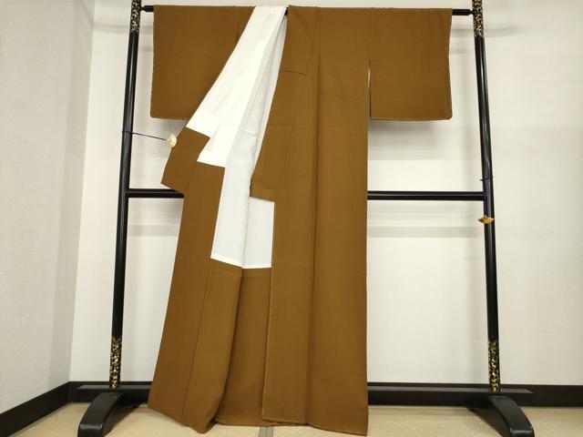 平和屋着物●上質な色無地　香染色　正絹　逸品　未使用　AABI5338ck