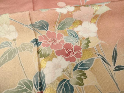 平和屋着物●訪問着　草花文　暈し染め　金彩　正絹　逸品　未使用　AABI5339ck